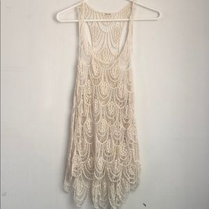 Cream crocheted Phase One tank